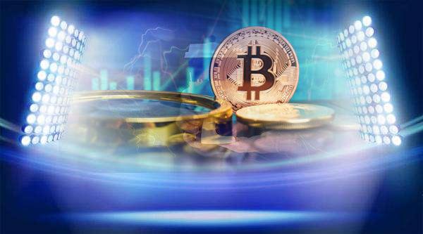 Bitcoin logo overlaid on an Australian landscape